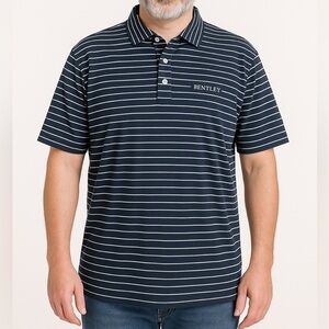 Bentley Shirt Mens XL Blue Striped Polo Oxford America Performance Gear Golf